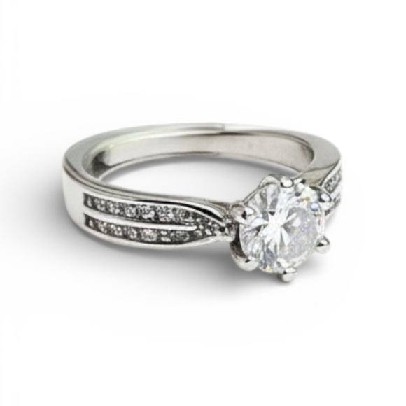 Round Cut Moissanite 1ct 925 Sterling Silver Women's Engagement Ring Size 6.5